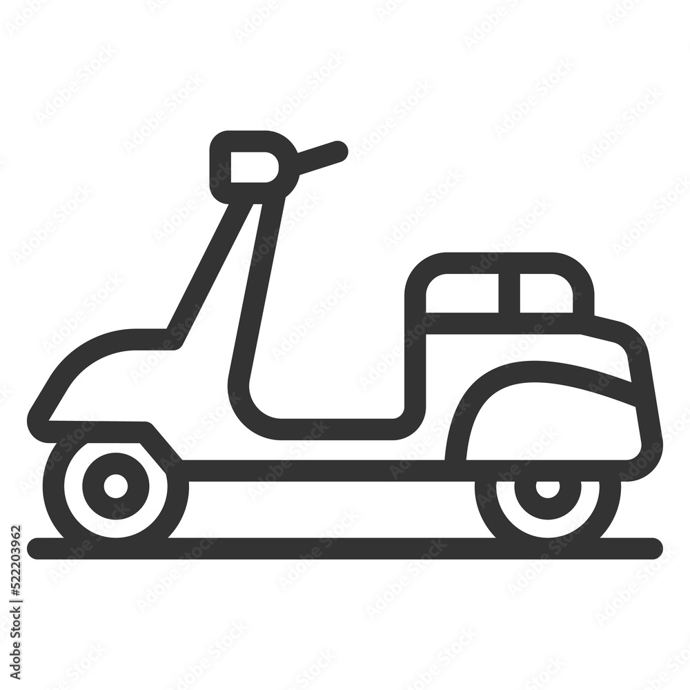 Moped, scooter - background, white, web, illustration, symbol, sign, icon, outline