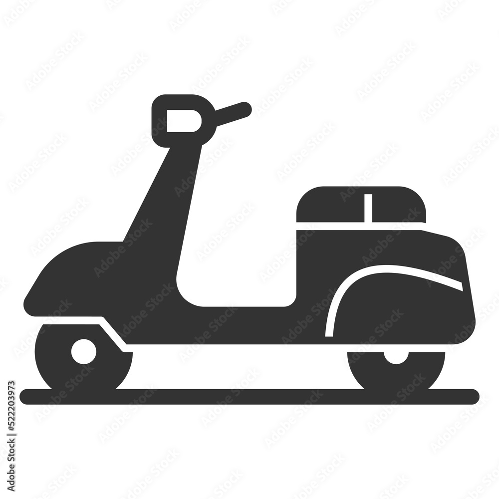 Moped, scooter - background, white, web, illustration, symbol, sign, icon, glyph Moped, scooter - background, white, web, illustration, symbol, sign, icon, glyph