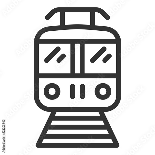 Subway car with pantograph, front view - background, white, web, illustration, symbol, sign, icon, outline