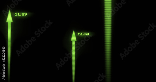 Image of arrows with numbers on black background