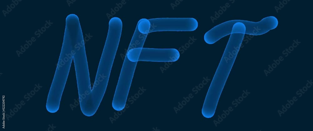 NFT - nonfungible token art on neon light blue color design. light glow futuristic technology typography illustration with dark blue background. NFT - nonfungible token art on neon light blue color design. light glow futuristic technology typography illustration with dark blue background.