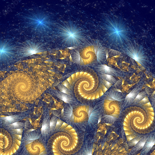 Konstfotografi Abstract fractal art background, perhaps reminiscent of Van Gogh's Starry Night