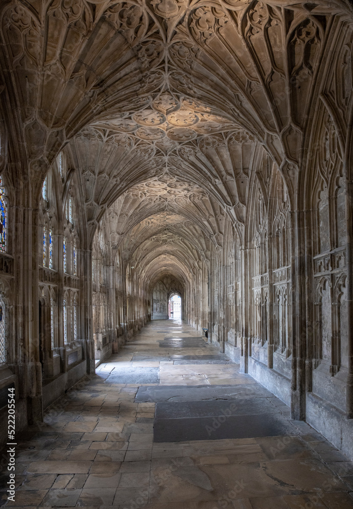 ceiling, hallway, cathedral church of st peter and the holy and indivisible trinity, interior, engeland, gloucester cathedral, gloucestershire, glouchester, uk, great brittain, 