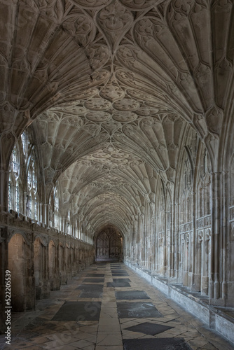 ceiling, hallway, cathedral church of st peter and the holy and indivisible trinity, interior, engeland, gloucester cathedral, gloucestershire, glouchester, uk, great brittain, 