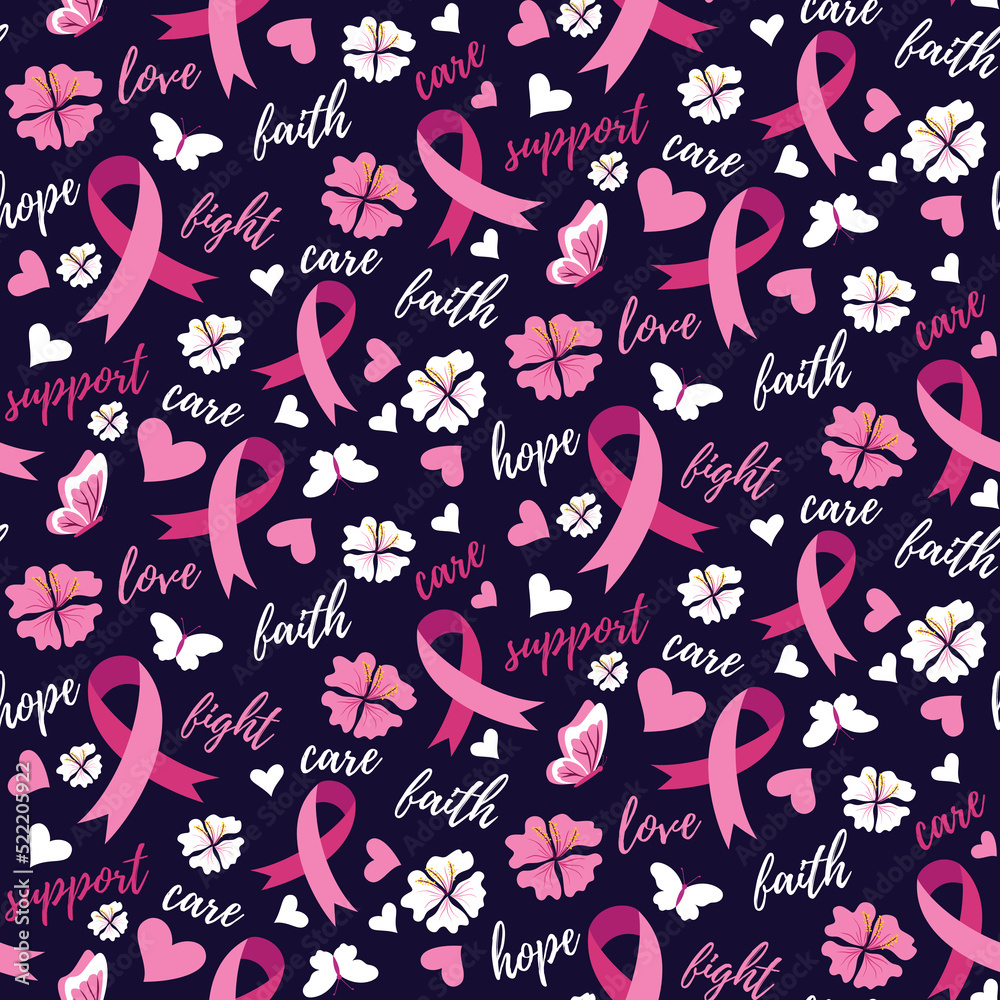 Breast cancer awareness pink ribbon pattern Stock Photo by