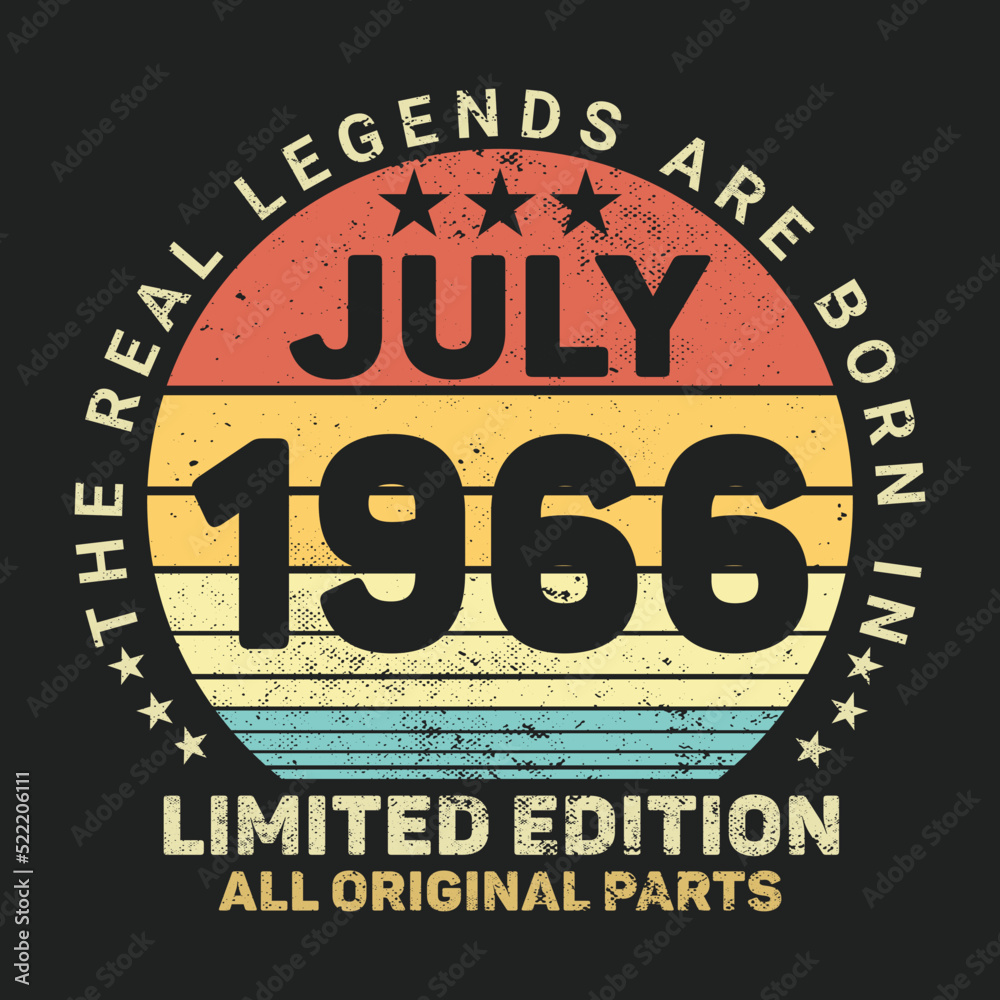 The Real Legends Are Born In July 1966, Birthday gifts for women or men, Vintage birthday shirts for wives or husbands, anniversary T-shirts for sisters or brother