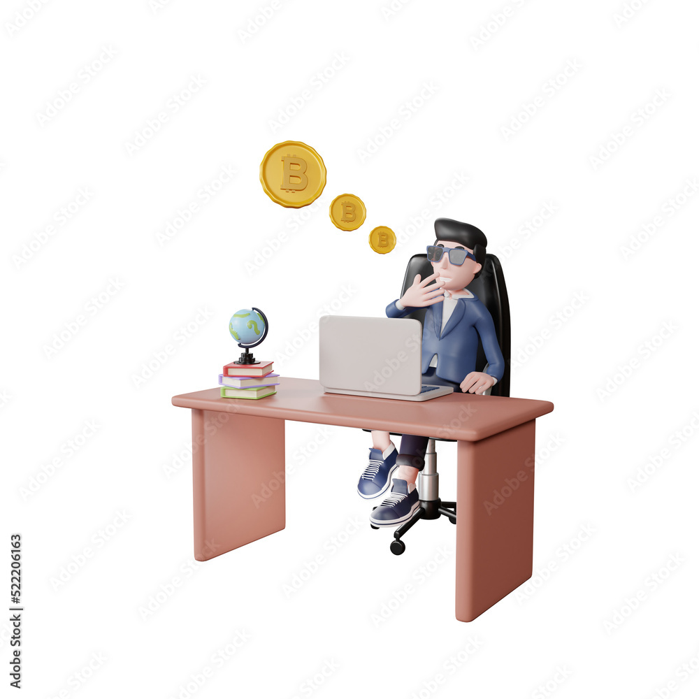 3d rendering bussiness man work in table illustration 3d rendering bussiness man work in table illustration