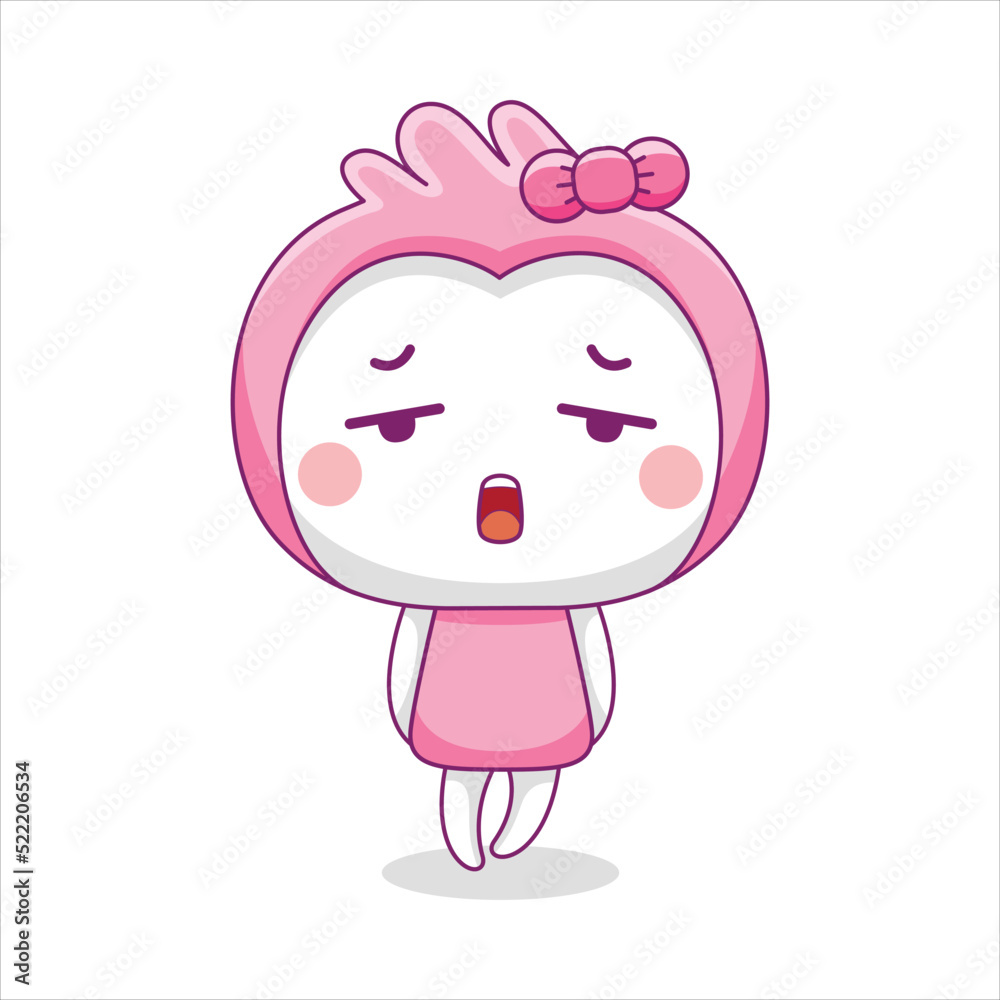 cute pink mascot character in flat design style cute pink mascot character in flat design style