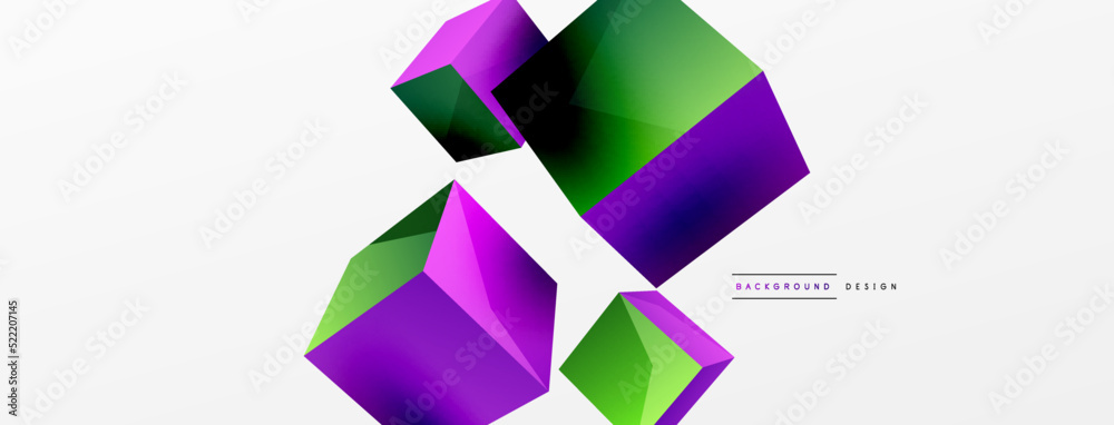 3d vector abstract background. Flying cubes composition. Trendy techno business template for wallpaper, banner, background or landing 3d vector abstract background. Flying cubes composition. Trendy techno business template for wallpaper, banner, background or landing