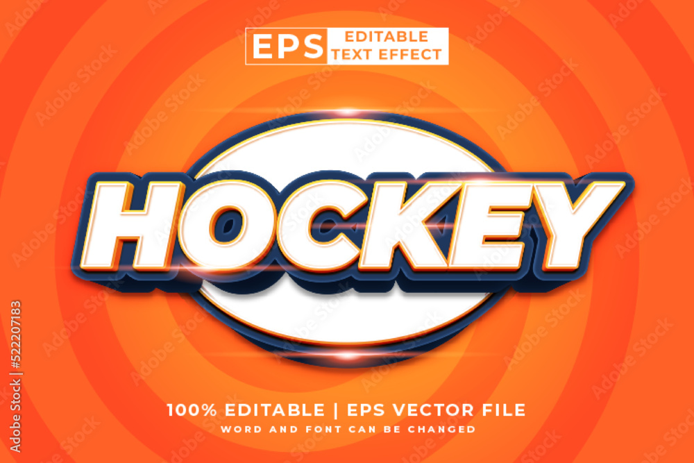 Fototapeta premium Editable text effect Hockey 3d cartoon template style premium vector