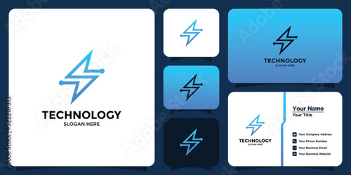 flash technology design logo and business card
