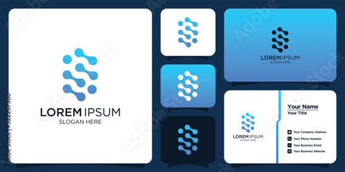 technology letter S design logo and business card