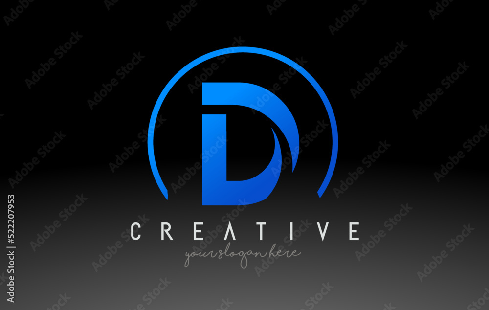 Fototapeta premium D Letter Logo Design with Black Blue Color. Cool Modern Icon Template.