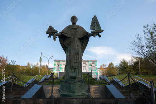 St Nicholas the Wonderworker monument in Murmansk, It is revered as the patron Saint of sailors, fishermen and soldiers of the Northern fleet photo