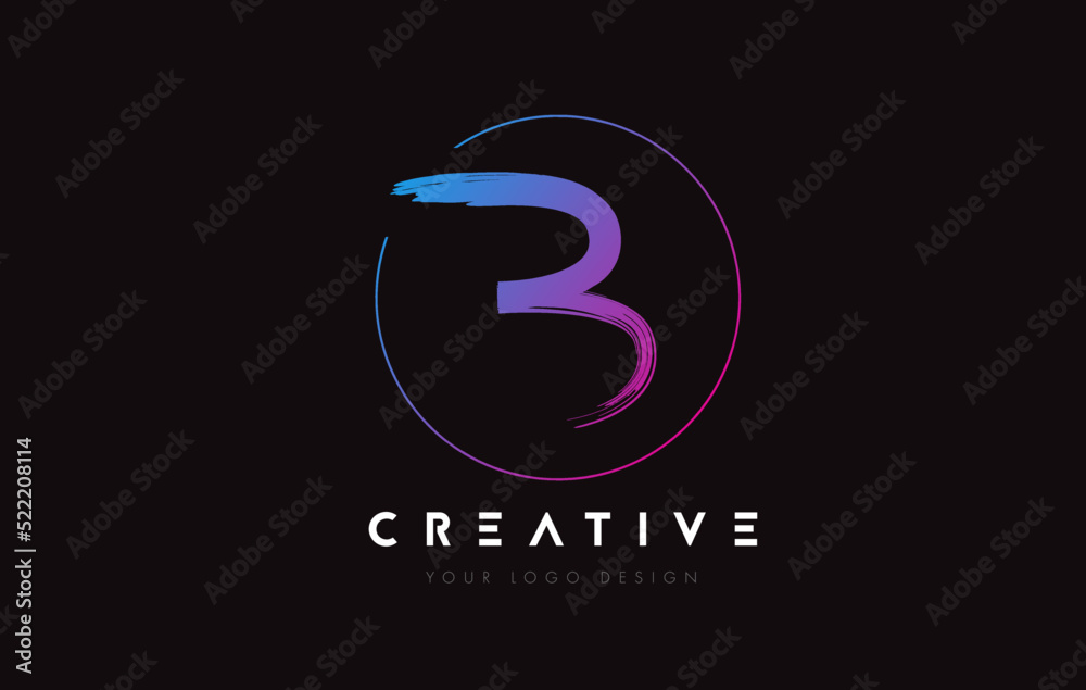 Creative Colorful B Brush Letter Logo Design. Artistic Handwritten Letters Logo Concept.
