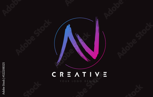 Creative Colorful AN Brush Letter Logo Design. Artistic Handwritten Letters Logo Concept. © twindesigner