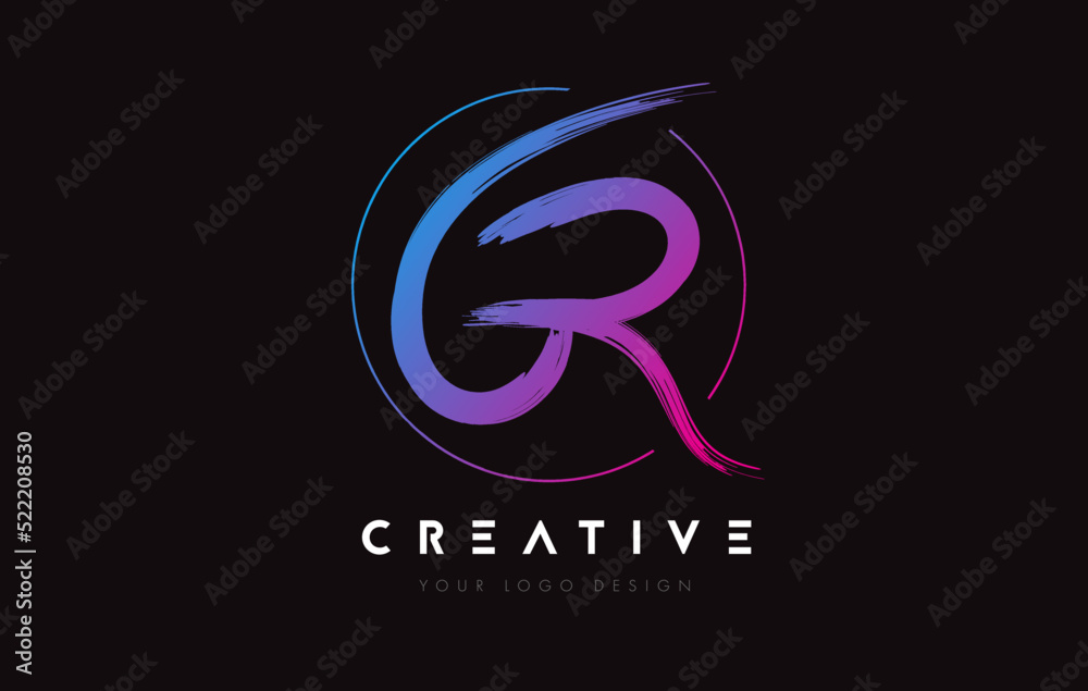 Obraz premium Creative Colorful GR Brush Letter Logo Design. Artistic Handwritten Letters Logo Concept.
