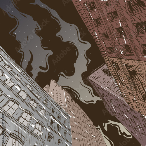  Hand drawn city sketch, vector illustration