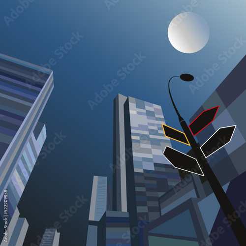 Night cityscape, vector illustration