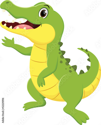 Cute crocodile cartoon presenting , isolated on white background