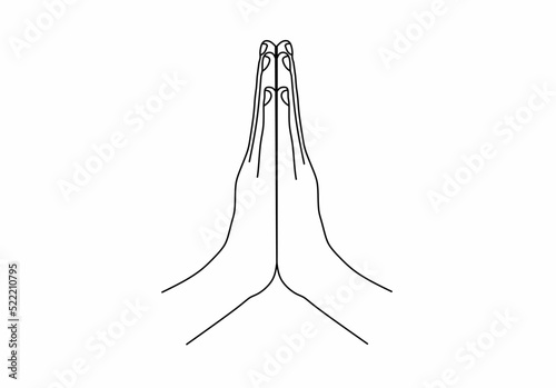 thin line Namaste Symbol isolated on white background