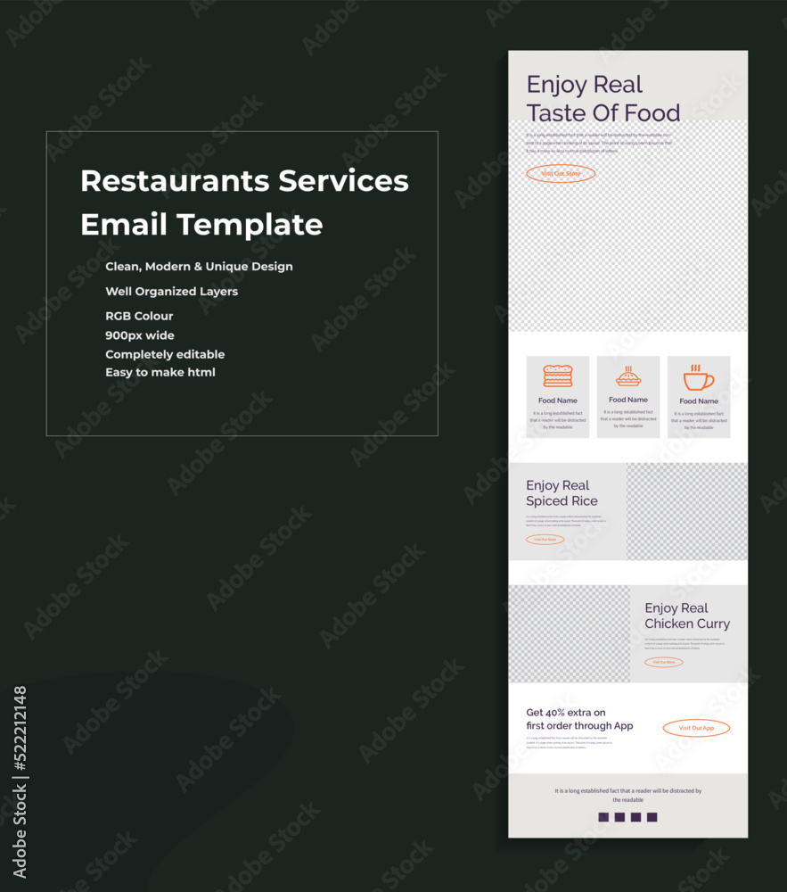 Restaurant Service Email Marketing Newsletter Template Design
