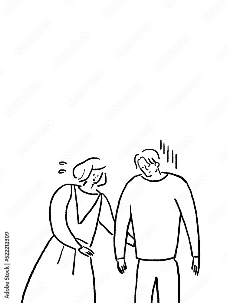 Obraz premium 男女の感情（落ち込む男性、がっかり）、縦