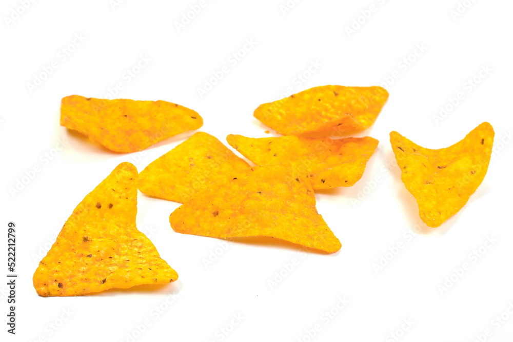 Naklejka premium Nachos chips, isolated on white background.