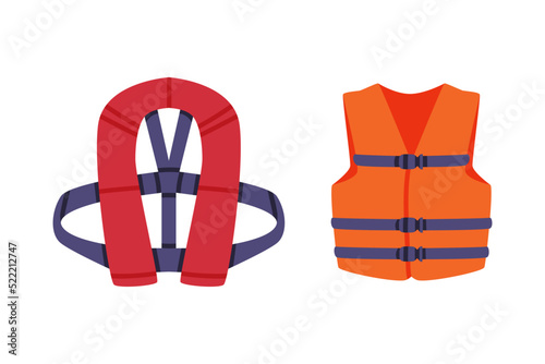 Life Jacket or Vest as Personal Flotation Device for Drowning Prevention Vector Set