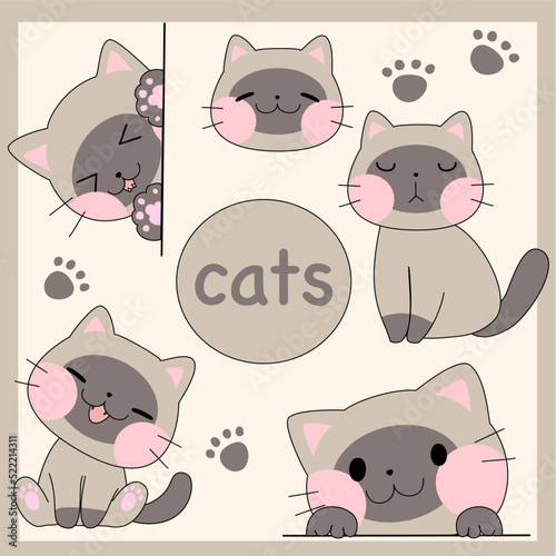 cats  cute set  character design for decoration , design , clipart