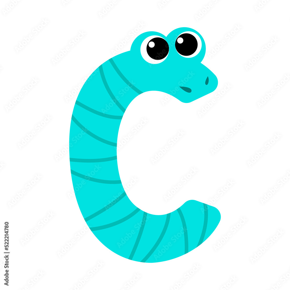 Naklejka premium The letter C. Symbol from the monster alphabet. Isolated on white background. Vector illustration.