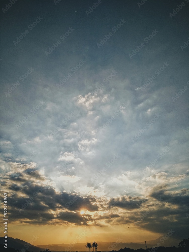 Obraz premium sky blue orange sunset sunrise cloud 