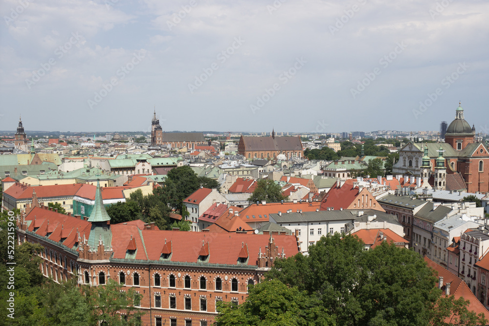 Vista panorámica de la ciudad de Cracovia en Polonia