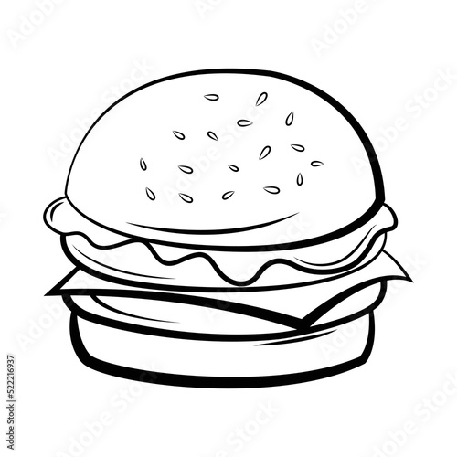 Burger vector sketch in clear line for pattern, logo, sign, and more