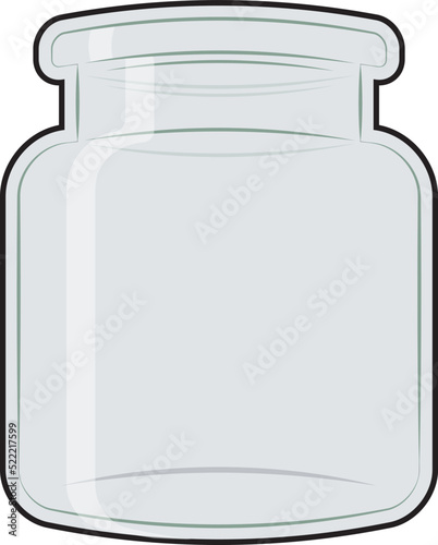 Empty glass jar. Background for drawing. Kitchen. Label for an inscription.