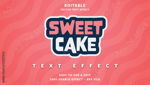 sweet cake editable text effect with modern and simple style, usable for logo or campaign title