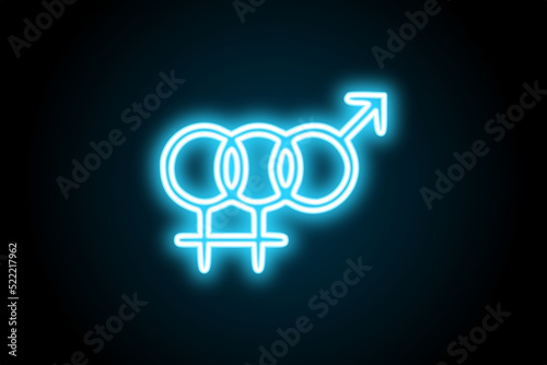 Female bisexuality glowing neon symbol sign 