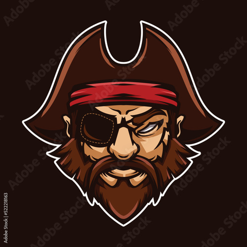 Head Of Pirate Mascot Illustration