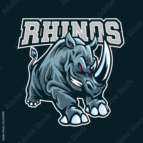 Angry Rhino Mascot Logo Illustration