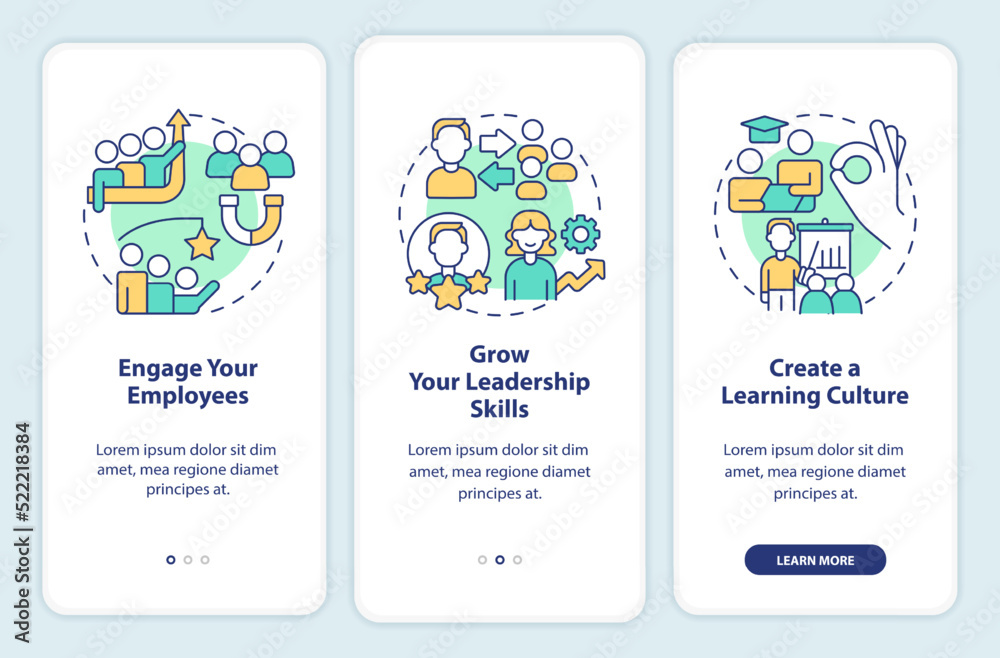 Business coaching courses ad onboarding mobile app screen. Engagement walkthrough 3 steps editable graphic instructions with linear concepts. UI, UX, GUI template. Myriad Pro-Bold, Regular fonts used Business coaching courses ad onboarding mobile app screen. Engagement walkthrough 3 steps editable graphic instructions with linear concepts. UI, UX, GUI template. Myriad Pro-Bold, Regular fonts used