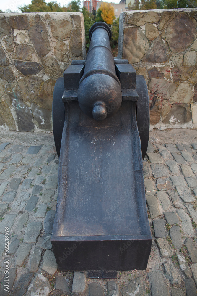 Fortifications and cannons on the ramparts of the Azov fortress founded ...