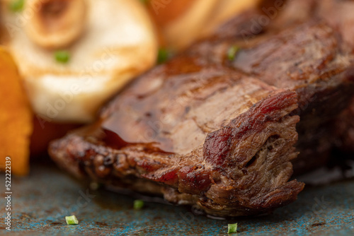 detail photo of a juicy steak