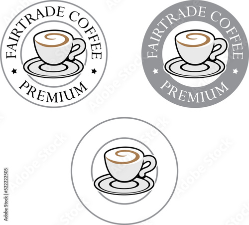 Colorful Round Swirly Coffee Cup Icon with Text - Set 3