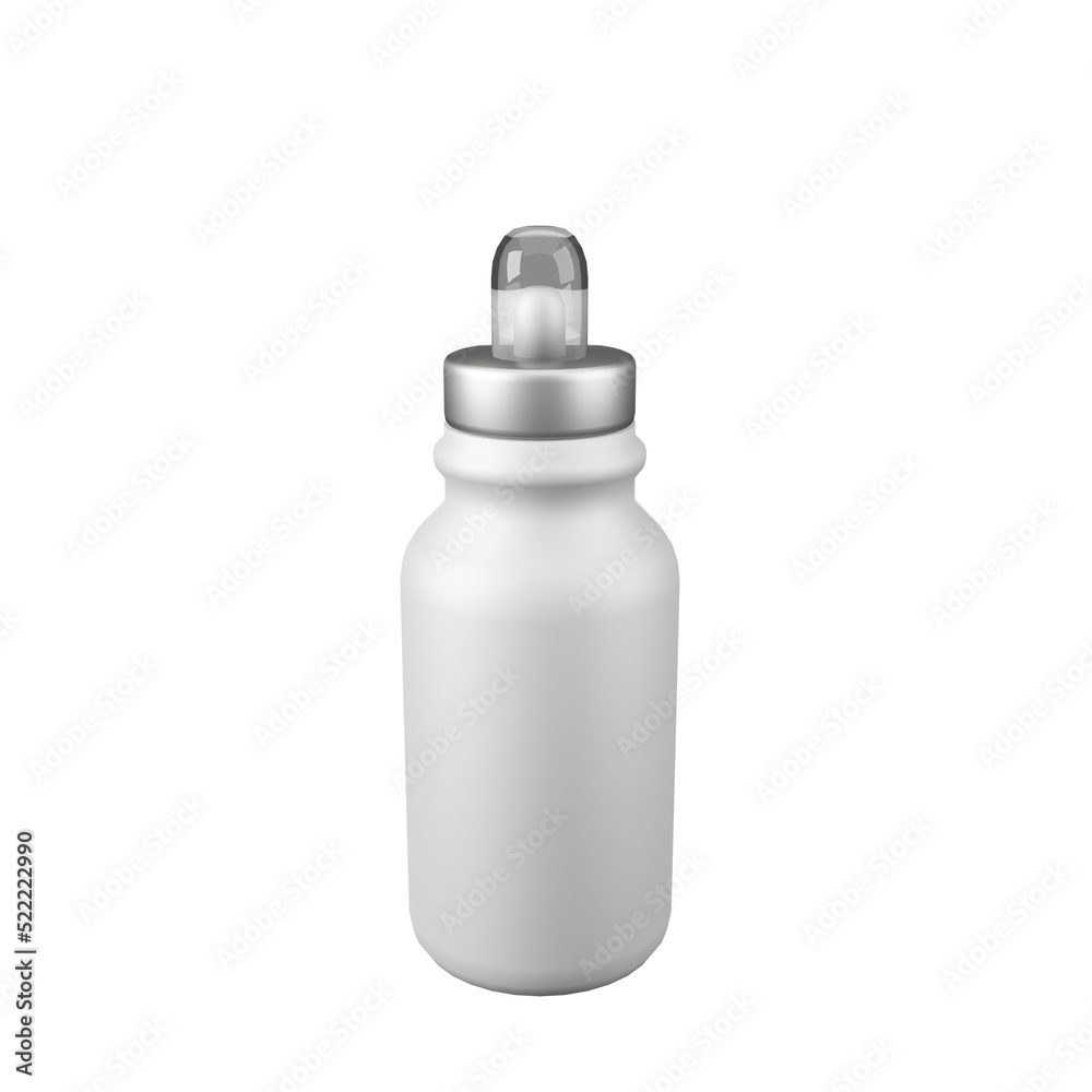 White Dropper bottle beauty cosmetic Blank mockup 3D illustration White Dropper bottle beauty cosmetic Blank mockup 3D illustration