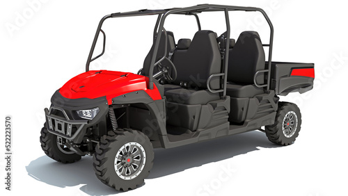 UTV Utility Vehicle 3D rendering on white background