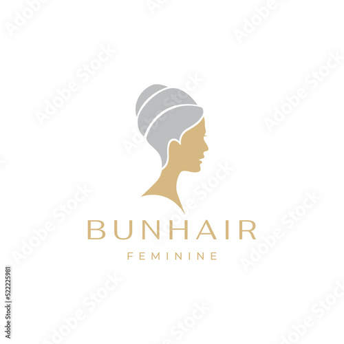 woman with head bun hair logo