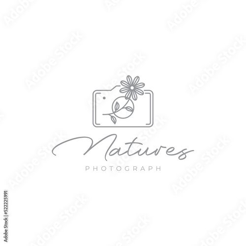 flower with camera photograph logo design