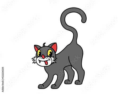 Hand drawn flat design trendy cartoon cat isolated on white background