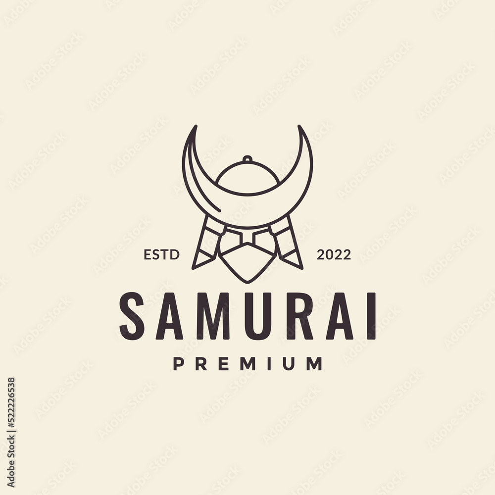 Fotografie helmet hipster samurai logo design
