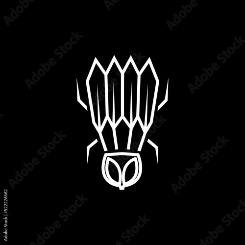 shuttlecock line logo design vector